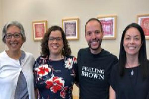 Theresa Delgadillo, Director of Center for Ethnic Studies; Miranda Martinez, Latina/o Studies faculty; Nic Flores, newly minted PhD with GIS in Latina/o Studies; Namiko Kunimoto, Director of Asian American Studies.